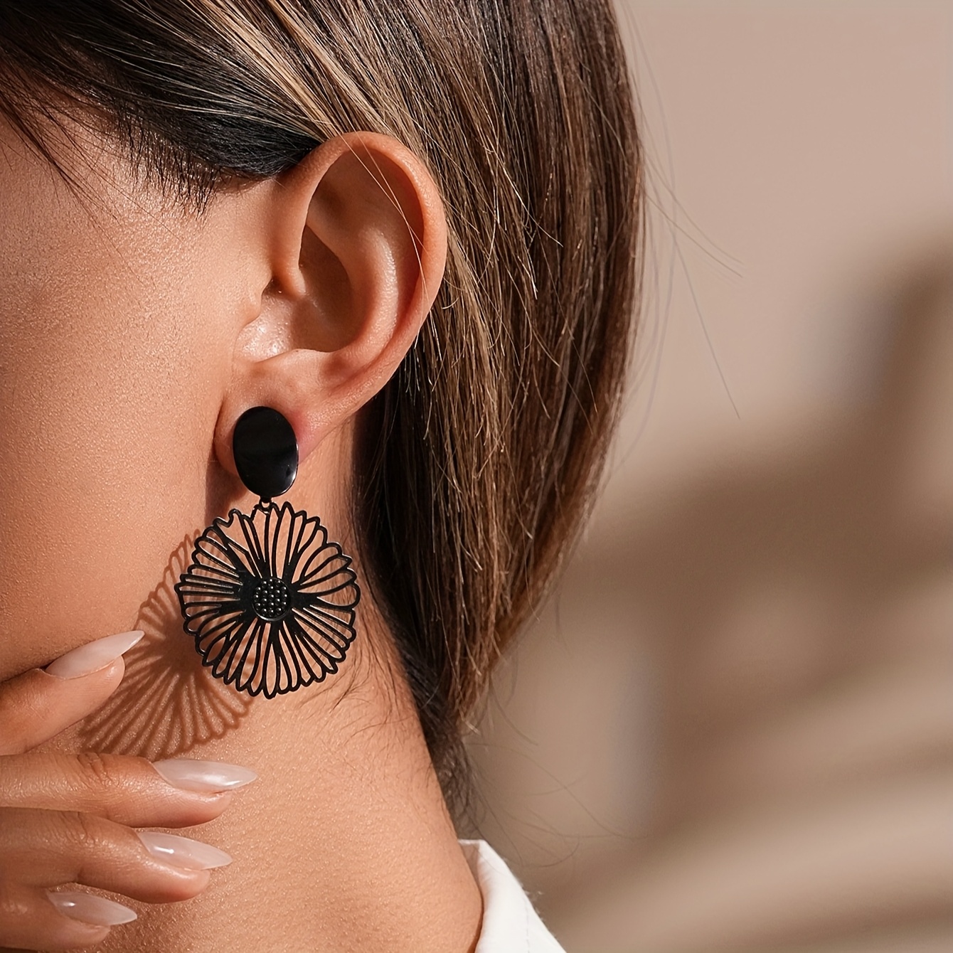 Women's Golden Clip-On Earrings, Piercing Resemble Design